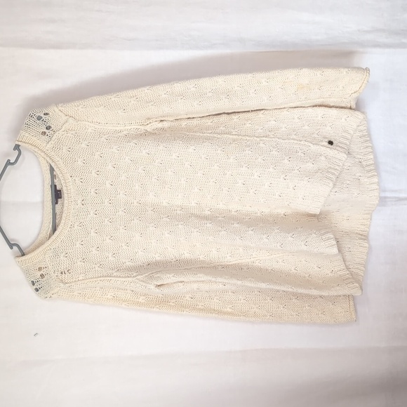 Eddie Bauer Cream Knit Sweater Lamb's Wool Blend Size Small - Picture 1 of 4